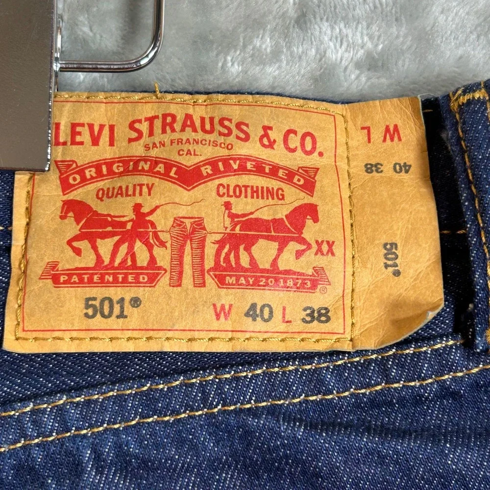 Levi's 501 Original Fit Jean Men 40x38 Button Fly Straight Leg Dark Wash Indigo